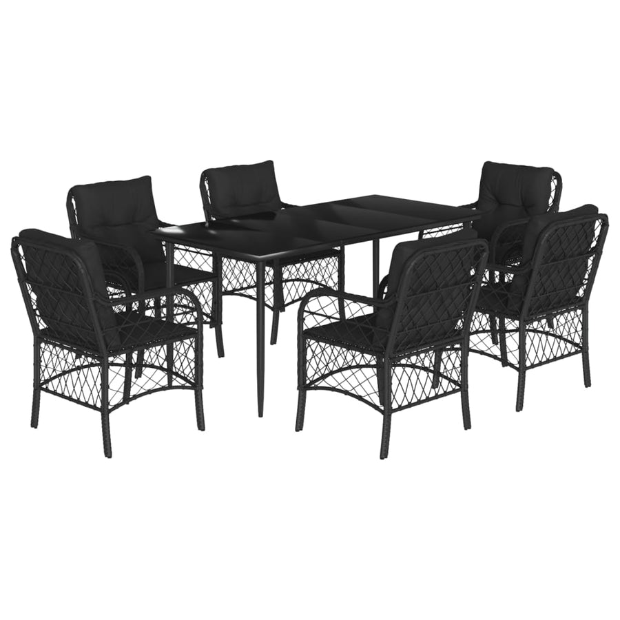 7-Delige Tuinset Met Kussens Poly Rattan Zwart