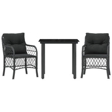 3-Delige Bistroset Met Kussens Poly Rattan Zwart