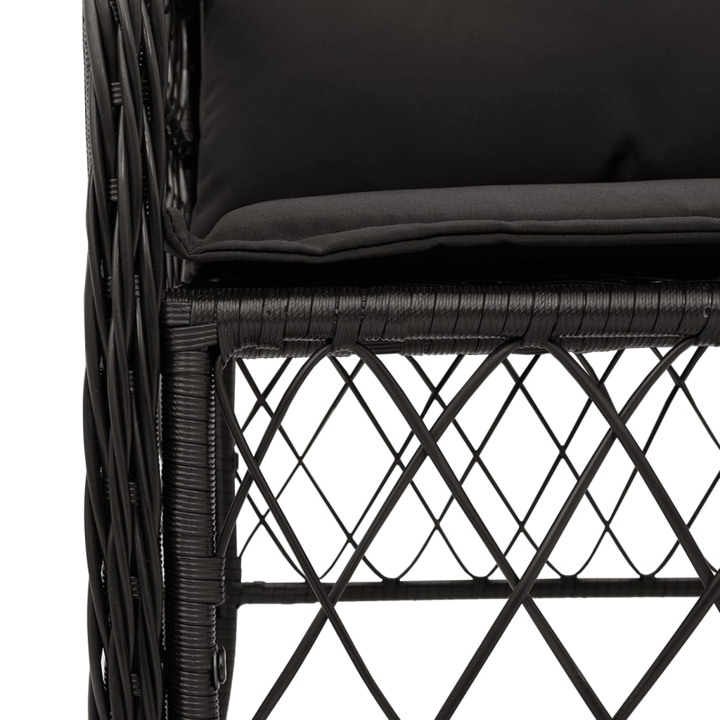 3-Delige Bistroset Met Kussens Poly Rattan Zwart