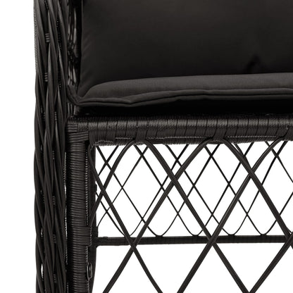 3-Delige Bistroset Met Kussens Poly Rattan Zwart