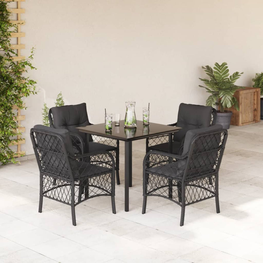 5-Delige Tuinset Met Kussens Poly Rattan Zwart