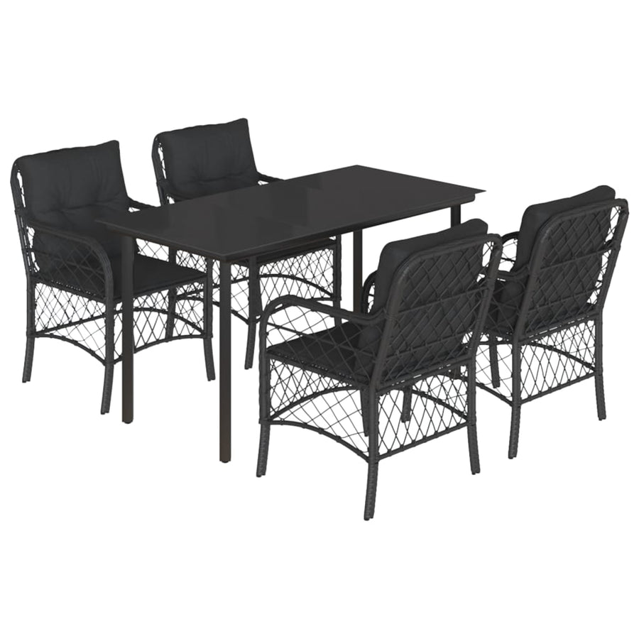 5-Delige Tuinset Met Kussens Poly Rattan Zwart