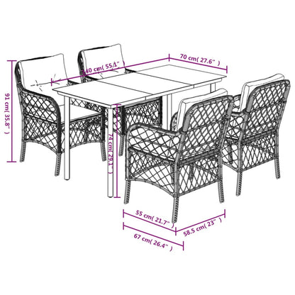 5-Delige Tuinset Met Kussens Poly Rattan Zwart