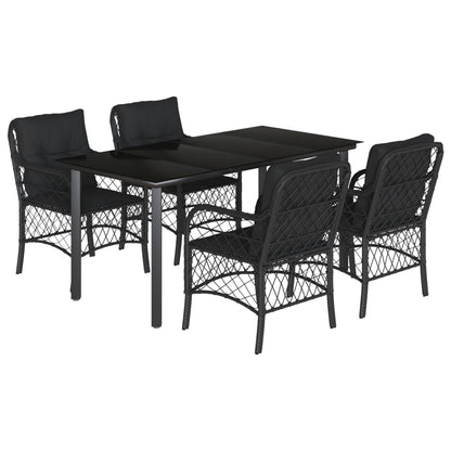 5-Delige Tuinset Met Kussens Poly Rattan Zwart