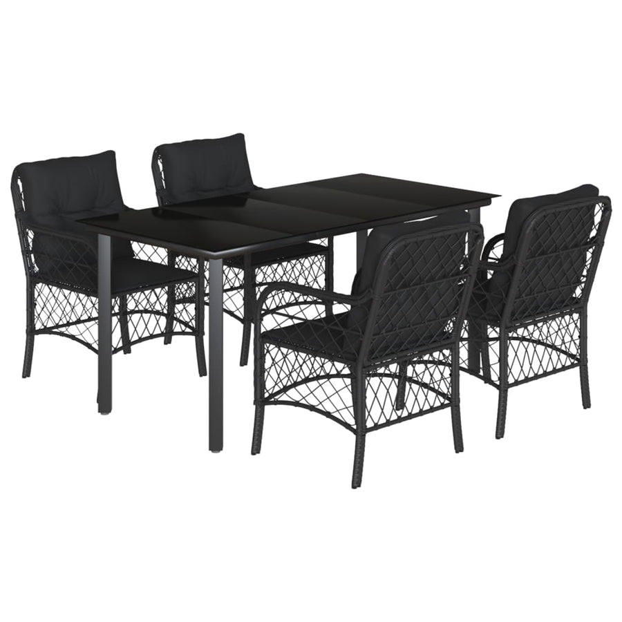 5-Delige Tuinset Met Kussens Poly Rattan Zwart