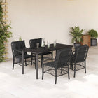 5-piece Garden Set with Cushions, Poly Rattan, Black