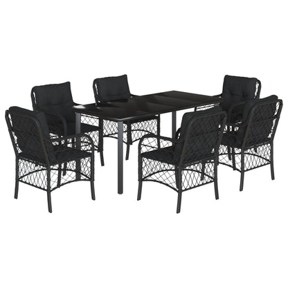 7-Delige Tuinset Met Kussens Poly Rattan Zwart