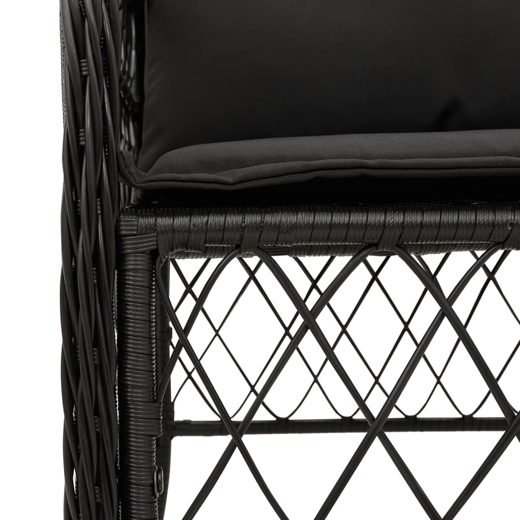 7-Delige Tuinset Met Kussens Poly Rattan Zwart