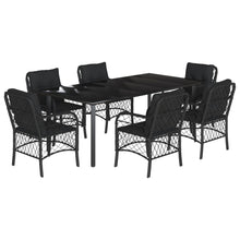 7-Delige Tuinset Met Kussens Poly Rattan Zwart 6 200 cm tafellengte