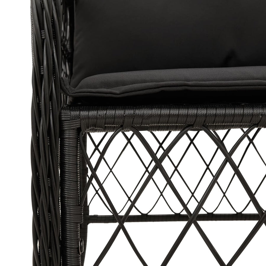 7-Delige Tuinset Met Kussens Poly Rattan Zwart 6 200 cm tafellengte