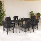 Tuinset 7-delig poly rattan zwart 200 cm tafel