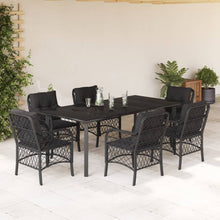 7-Delige Tuinset Met Kussens Poly Rattan Zwart 6 200 cm tafellengte