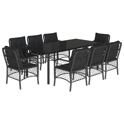 9-Delige Tuinset Poly Rattan Zwart 8 200 cm tafellengte