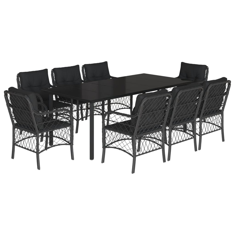9-Delige Tuinset Poly Rattan Zwart 8 200 cm tafellengte