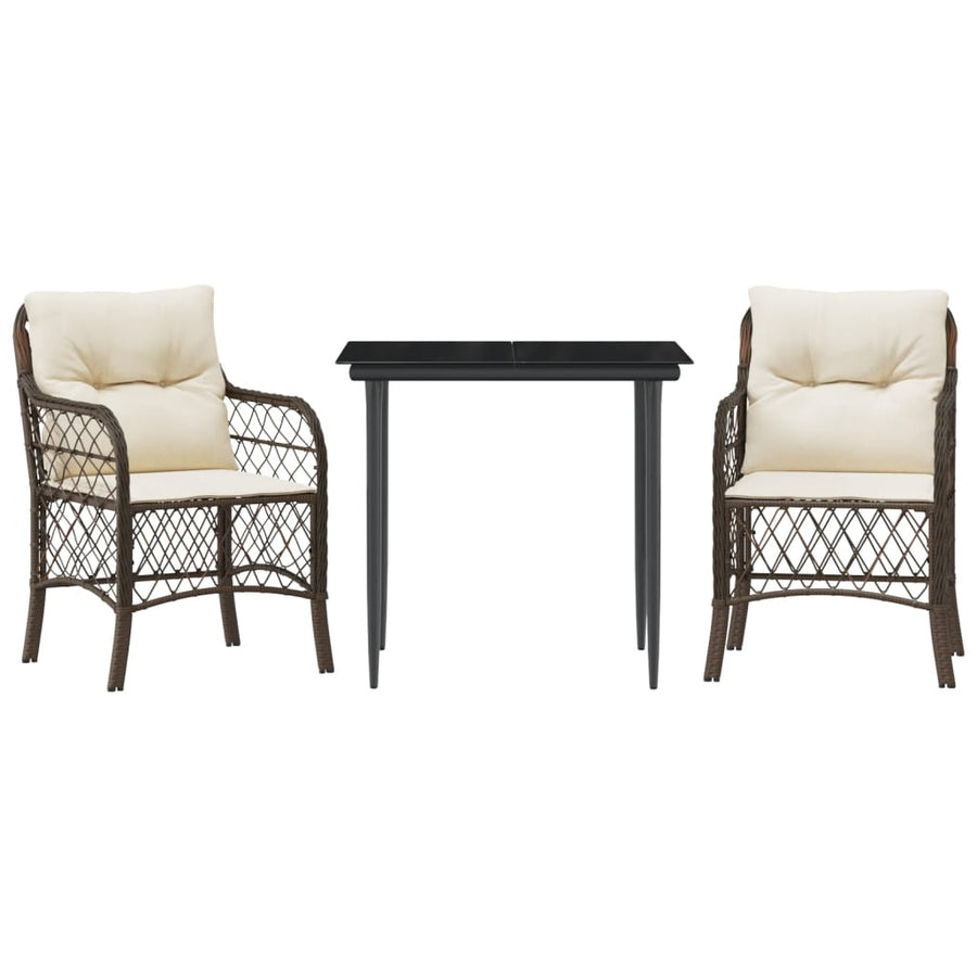 3-Delige Bistroset Met Kussens Poly Rattan Bruin