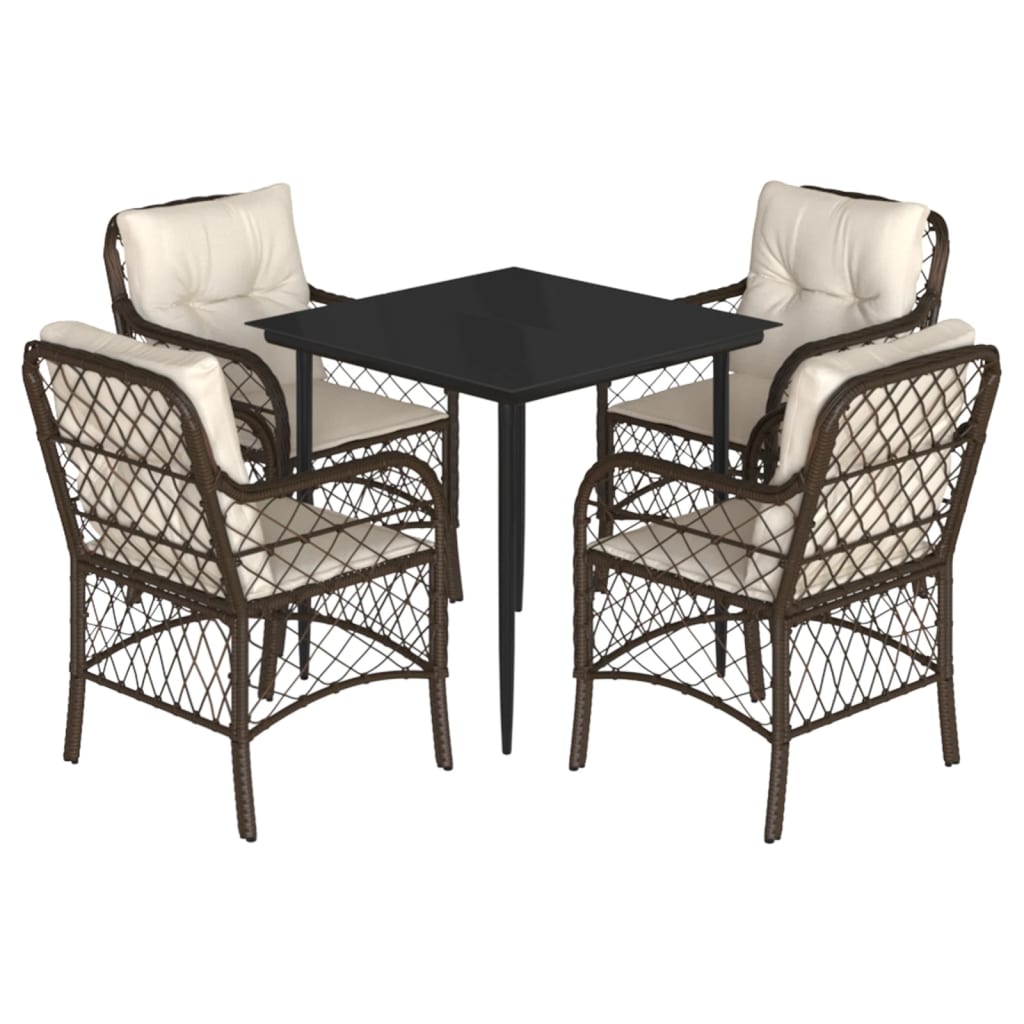 5-Delige Tuinset Met Kussens Poly Rattan Bruin