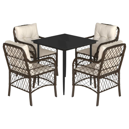 5-Delige Tuinset Met Kussens Poly Rattan Bruin