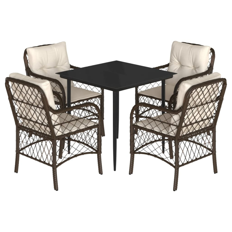 5-Delige Tuinset Met Kussens Poly Rattan Bruin