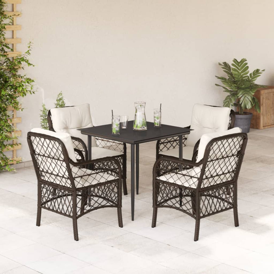 5-Delige Tuinset Met Kussens Poly Rattan Bruin