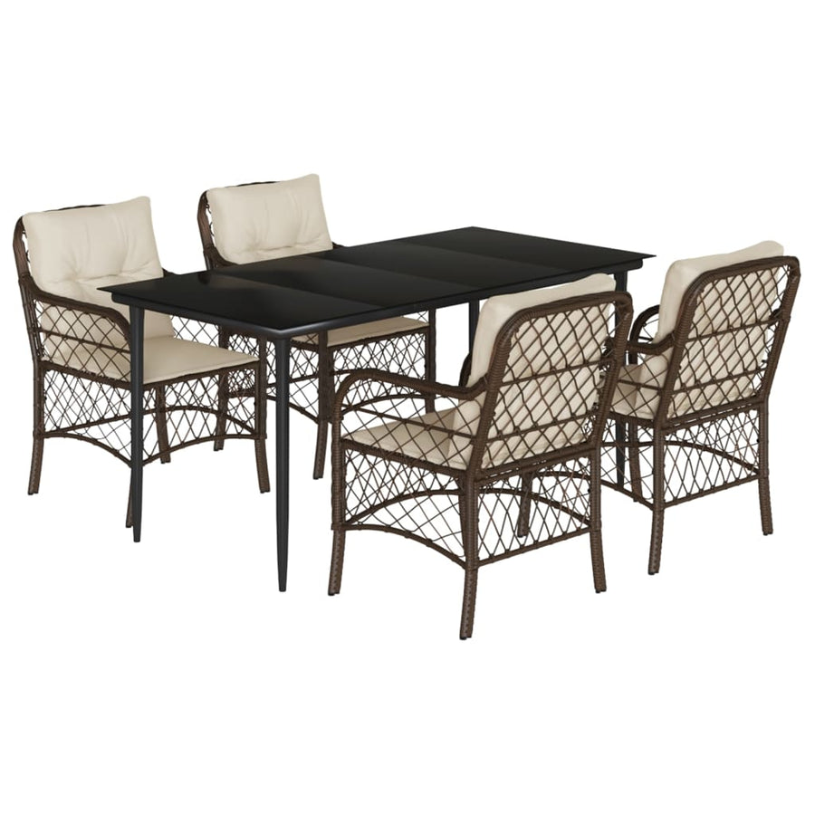 5-Delige Tuinset Met Kussens Poly Rattan Bruin