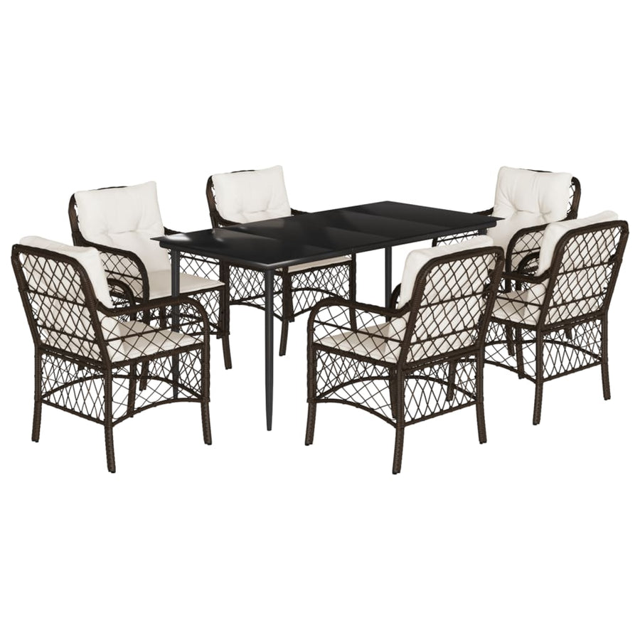 7-Delige Tuinset Met Kussens Poly Rattan Bruin