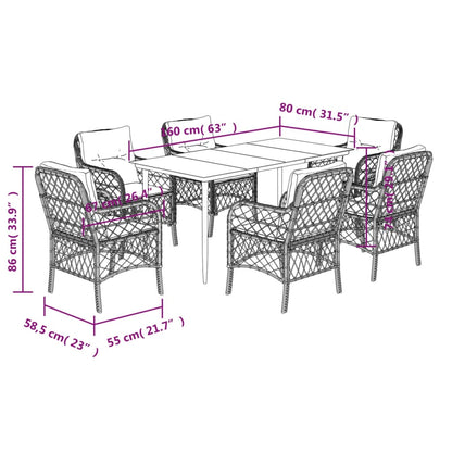 7-Delige Tuinset Met Kussens Poly Rattan Bruin