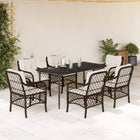 7-piece Poly Rattan Garden Set with Cushions Brown