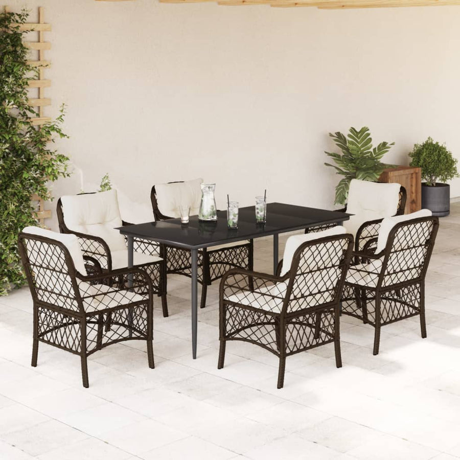 7-Delige Tuinset Met Kussens Poly Rattan Bruin