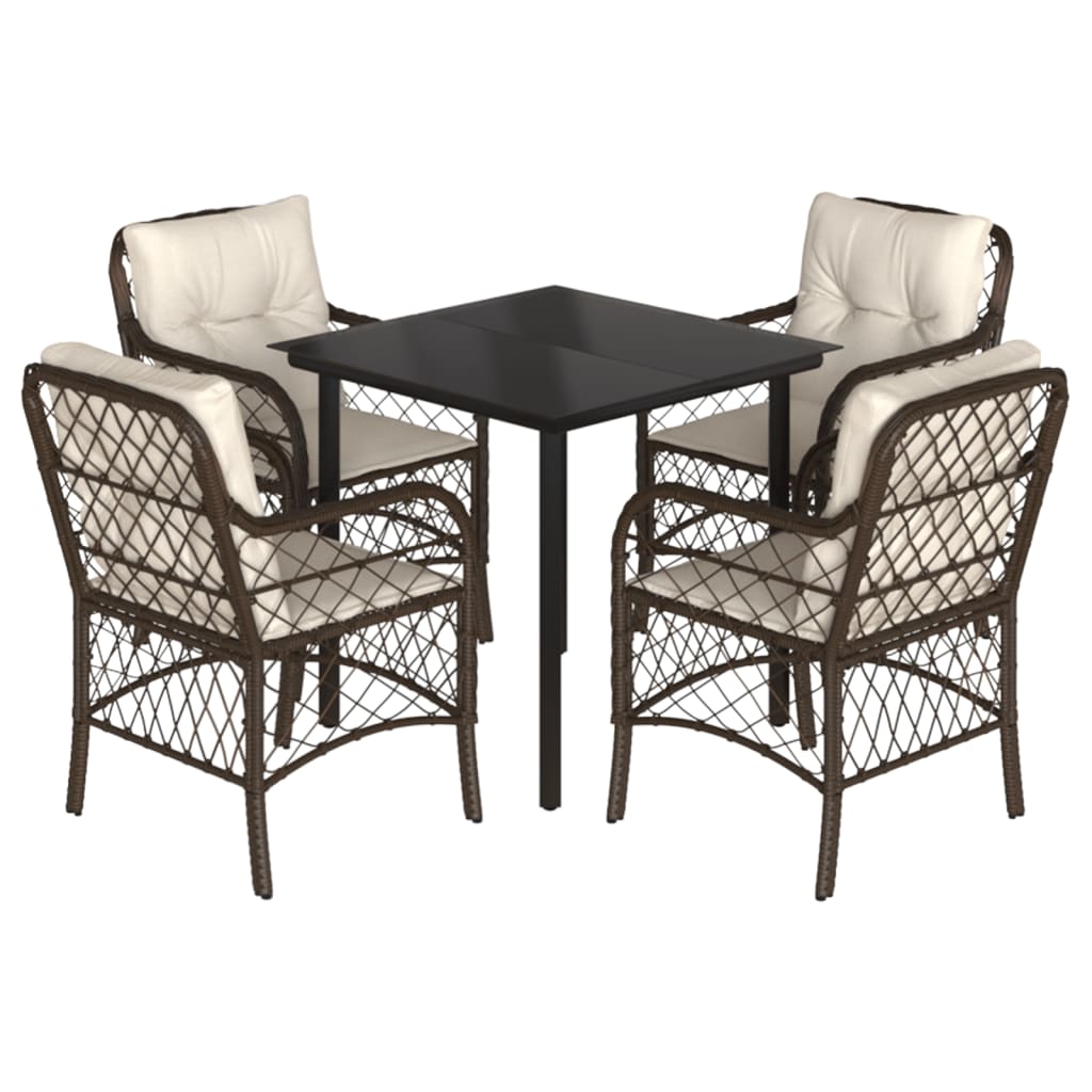 5-Delige Tuinset Met Kussens Poly Rattan Bruin