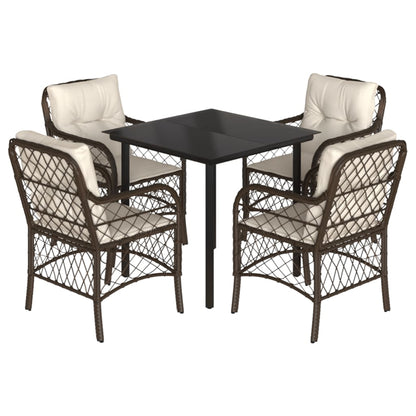 5-Delige Tuinset Met Kussens Poly Rattan Bruin