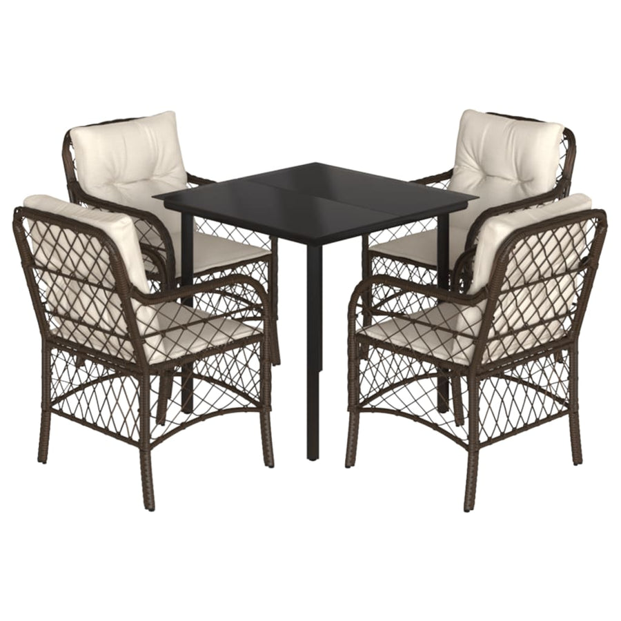 5-Delige Tuinset Met Kussens Poly Rattan Bruin