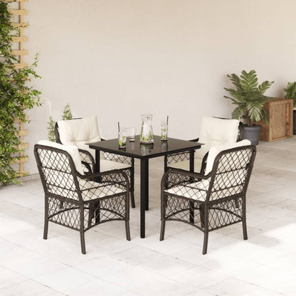 5-Delige Tuinset Met Kussens Poly Rattan Bruin