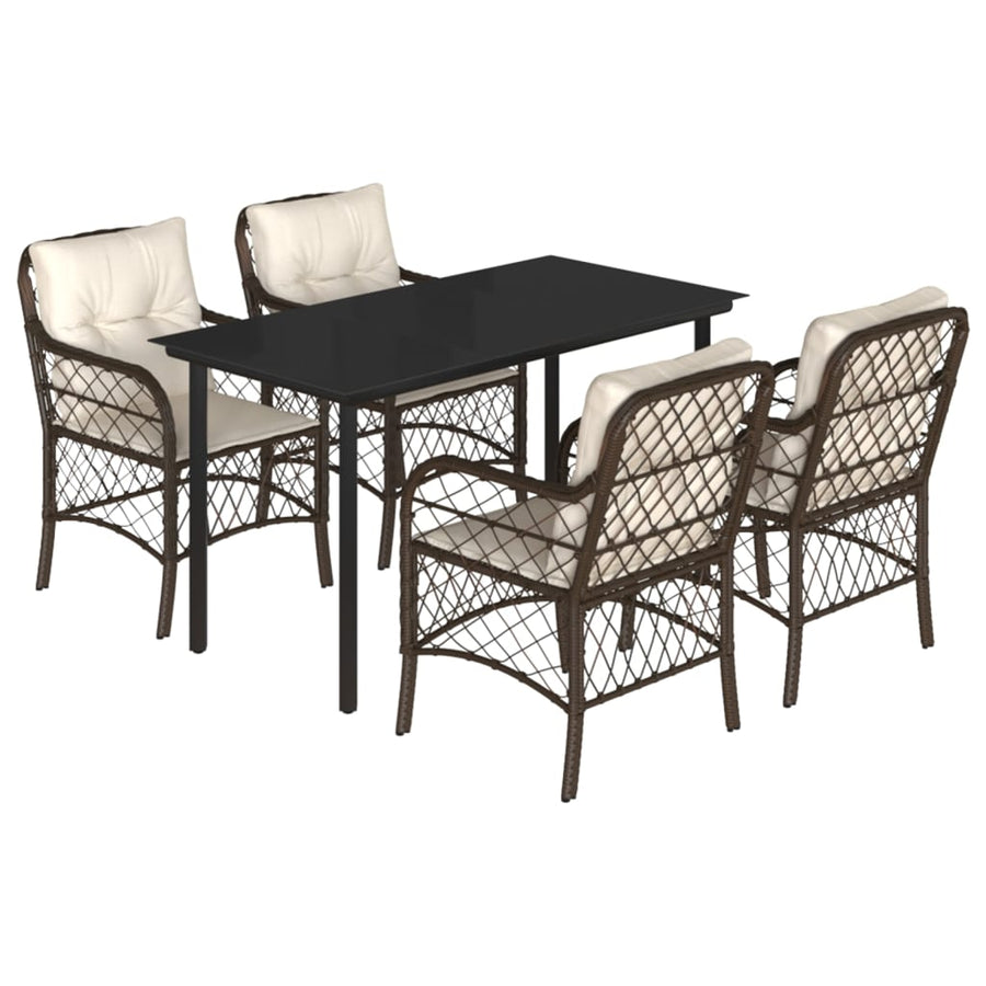 5-Delige Tuinset Met Kussens Poly Rattan Bruin