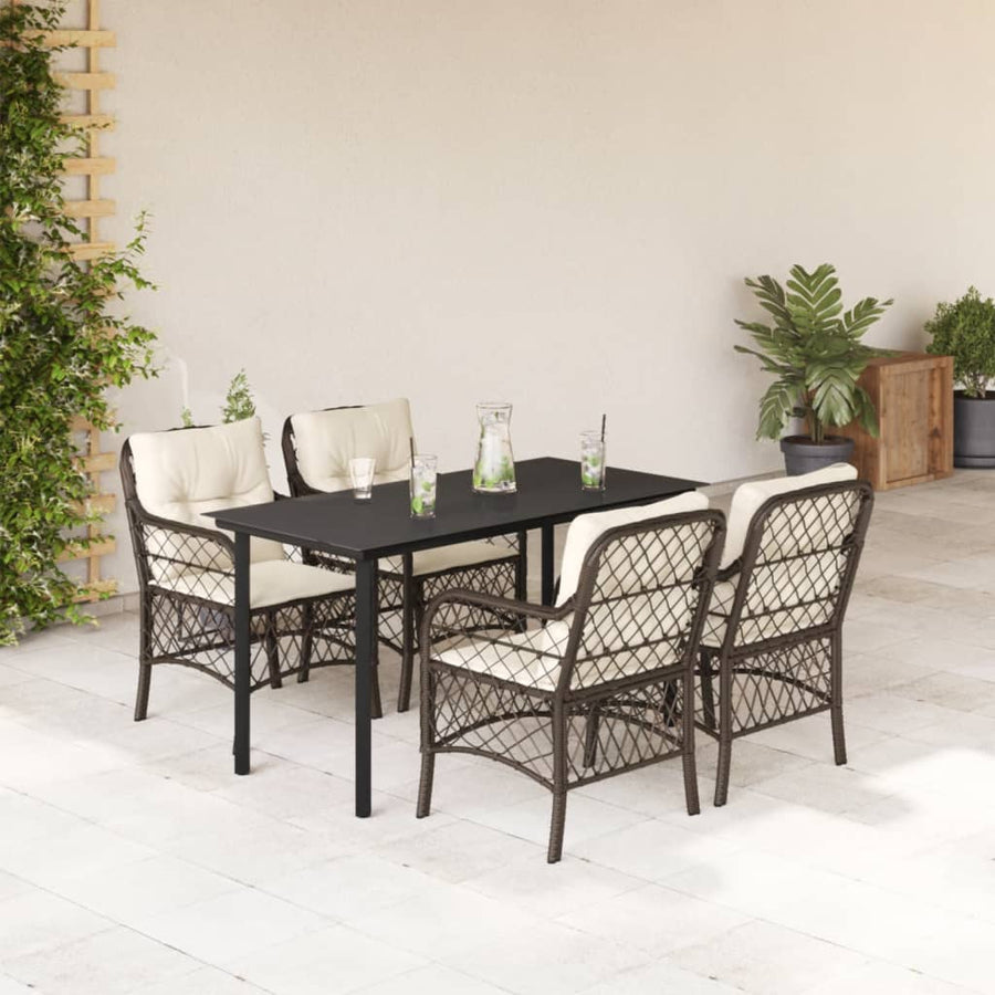 5-Delige Tuinset Met Kussens Poly Rattan Bruin
