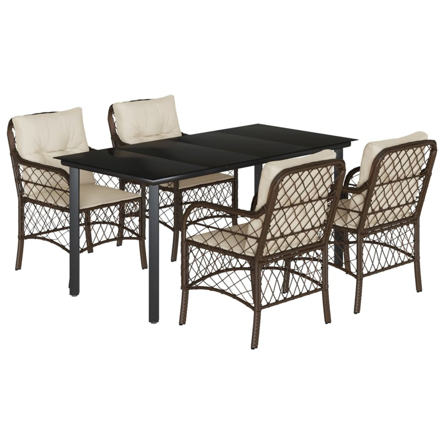 5-Delige Tuinset Met Kussens Poly Rattan Bruin
