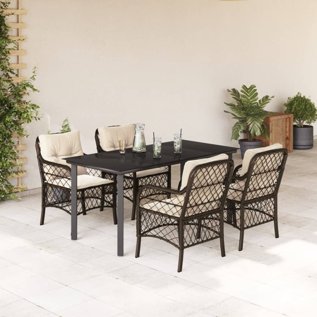 5-Delige Tuinset Met Kussens Poly Rattan Bruin