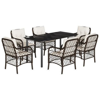 7-Delige Tuinset Met Kussens Poly Rattan Bruin