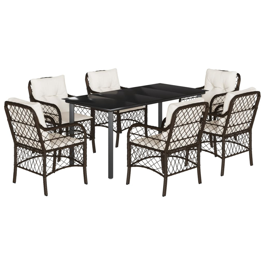 7-Delige Tuinset Met Kussens Poly Rattan Bruin