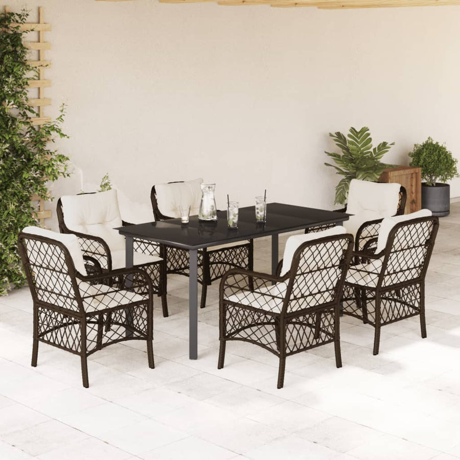 7-Delige Tuinset Met Kussens Poly Rattan Bruin