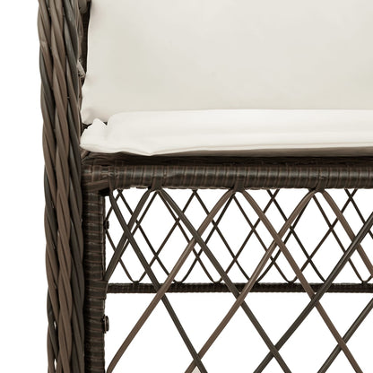7-Delige Tuinset Met Kussens Poly Rattan Bruin 6 200 cm tafellengte