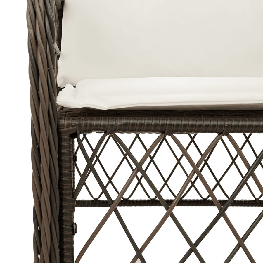 7-Delige Tuinset Met Kussens Poly Rattan Bruin 6 200 cm tafellengte