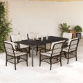 7-delige Tuinset met kussens poly rattan bruin