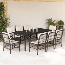 9-Delige Tuinset Met Kussens Poly Rattan Bruin 8 200 cm tafellengte