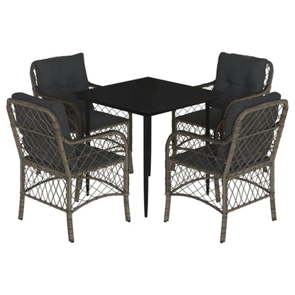 5-Delige Tuinset Met Kussens Poly Rattan Grijs