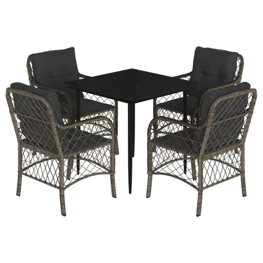 5-Delige Tuinset Met Kussens Poly Rattan Grijs