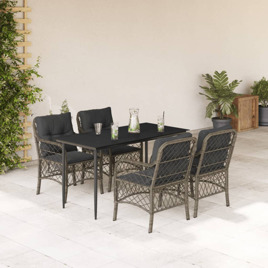 5-Delige Tuinset Met Kussens Poly Rattan Grijs
