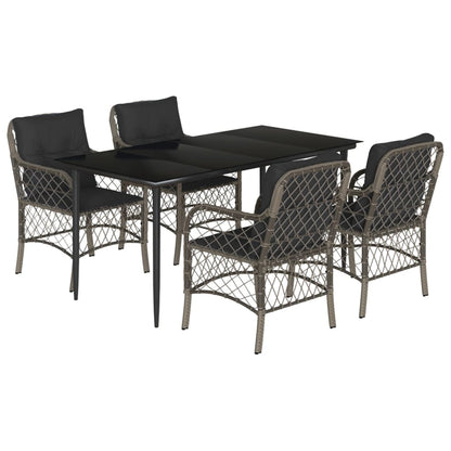 5-Delige Tuinset Met Kussens Poly Rattan Grijs