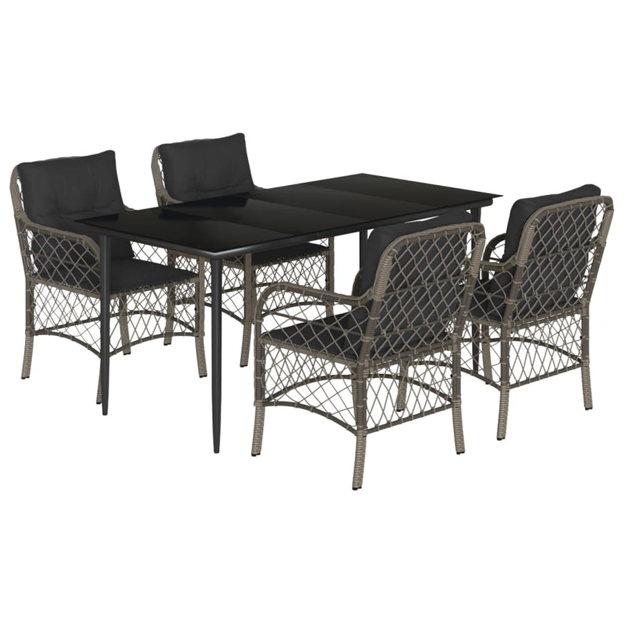 5-Delige Tuinset Met Kussens Poly Rattan Grijs