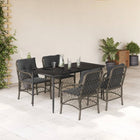 5-piece Patio Set with Cushions Poly Rattan Grey