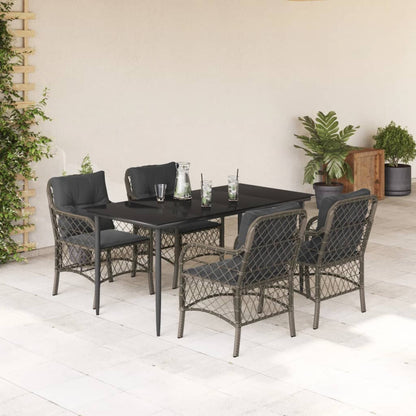 5-Delige Tuinset Met Kussens Poly Rattan Grijs